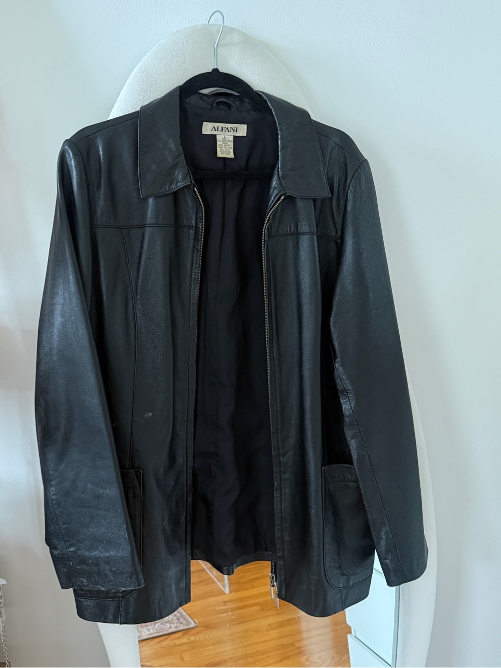 Vintage Black genuine Leather Jacket - Alfani